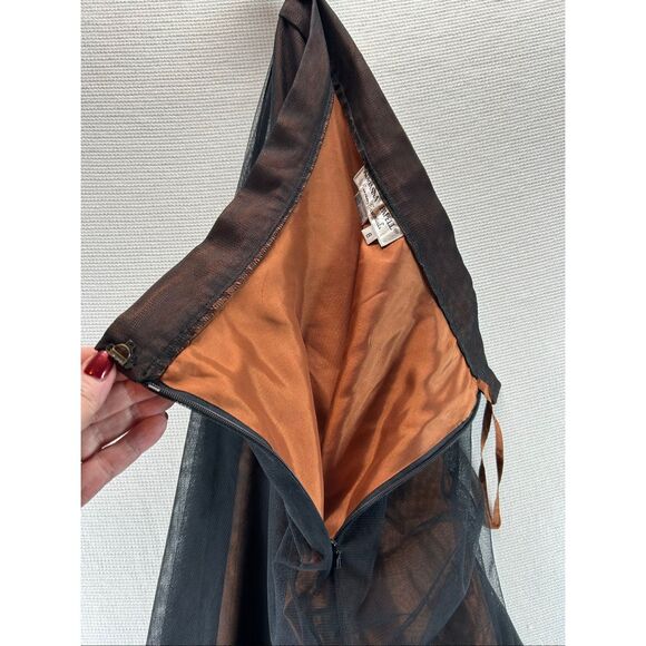 Adrianna Papell Tulle Maxi Skirt Copper Black Evening Goth Formal Size 8 - Picture 13 of 15